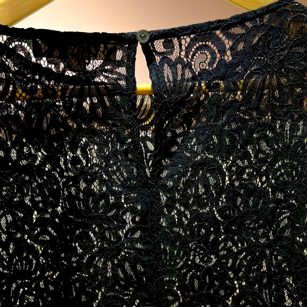 Loft dark blue lace top with bell sleeves - Picture 6 of 15